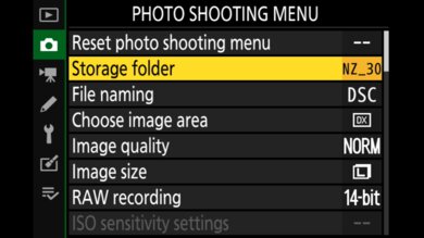 Nikon Z 30 Screen Menu Picture
