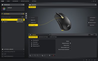 Corsair M55 RGB Pro Software settings screenshot