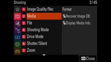 Sony ZV-1F Screen Menu Picture