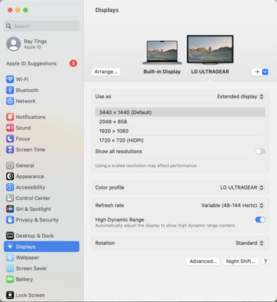 LG 34GP83A-B macOS Screenshot