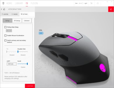 Dell Alienware AW610M Software settings screenshot
