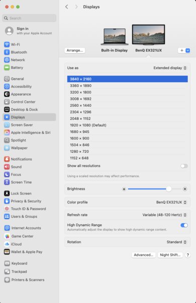 BenQ MOBIUZ EX321UX macOS Screenshot