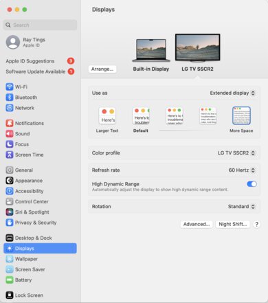 LG 42 OLED Flex macOS Screenshot