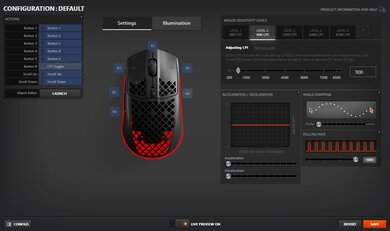 SteelSeries Aerox 3 Software settings screenshot