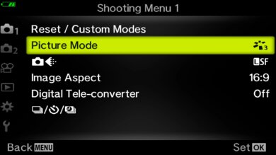 Olympus OM-D E-M5 Mark III Screen Menu Picture