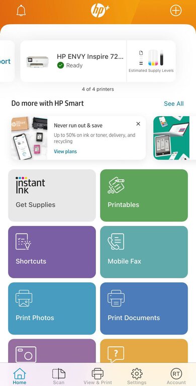 HP ENVY Inspire 7255e App Printscreen