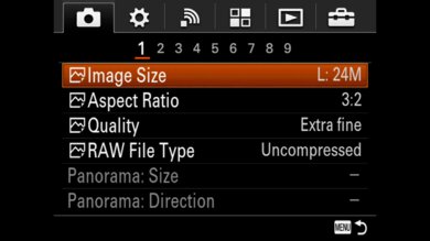 Sony α7 II Screen Menu Picture