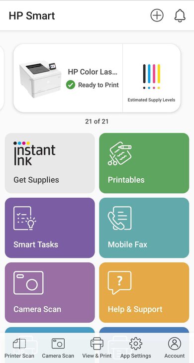 HP Color LaserJet Pro M454dw App Printscreen