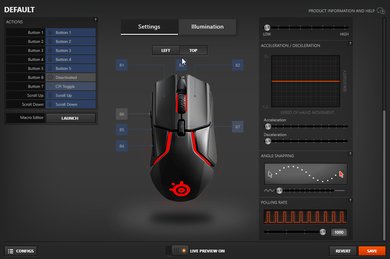 SteelSeries Rival 600 Software settings screenshot