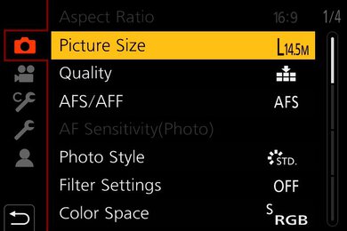 Panasonic LUMIX G97 Screen Menu Picture