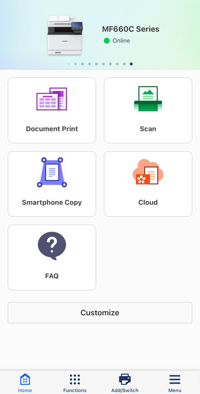 Canon Color imageCLASS MF665Cdw App Printscreen