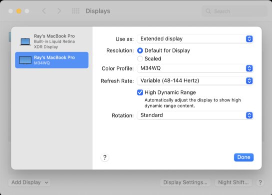 Gigabyte M34WQ macOS Screenshot