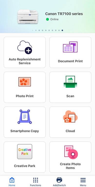 Canon PIXMA TR7120 App Printscreen