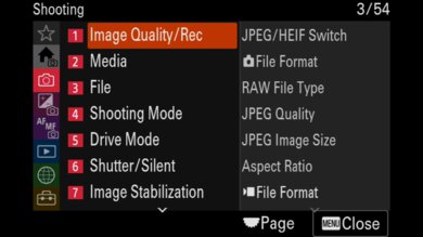 Sony ZV-E1 Screen Menu Picture