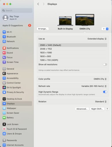 HP OMEN 27q macOS Screenshot