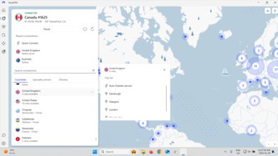 NordVPN VPN Destination Selection Example
