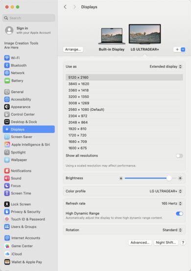 LG 45GX950A-B macOS Screenshot