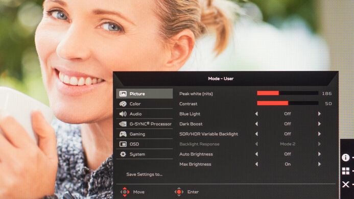 Acer Predator X25 bmiiprzx OSD Picture