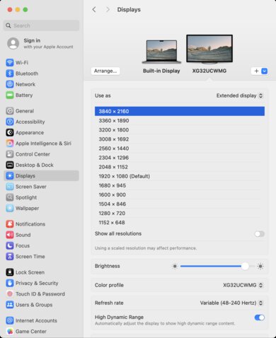 ASUS ROG Strix OLED XG32UCWMG macOS Screenshot