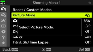 Olympus OM-D E-M1 Mark III Screen Menu Picture