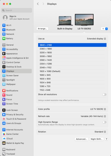 LG C5 42 OLED macOS Screenshot