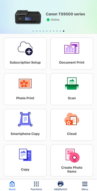 Canon PIXMA TS9520a/TS9521Ca App Printscreen