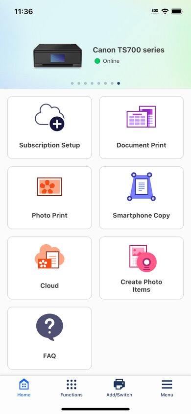 Canon PIXMA TS702a App Printscreen