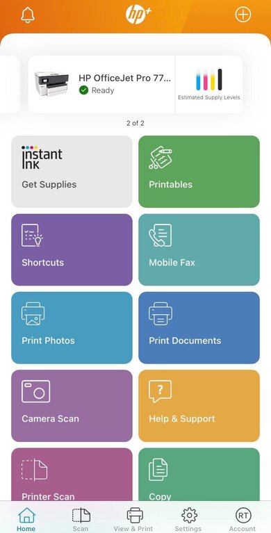 HP OfficeJet Pro 7740 App Printscreen