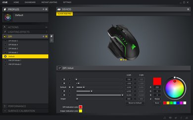 Corsair GLAIVE PRO Software settings screenshot