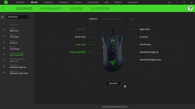 Razer DeathAdder Elite Software settings screenshot