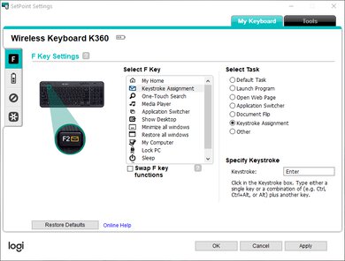 Logitech K360 Software Picture
