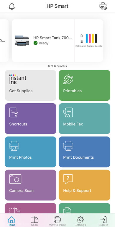 HP Smart Tank 7602 App Printscreen
