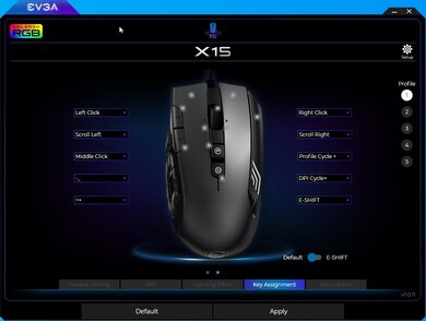 EVGA X15 Software settings screenshot