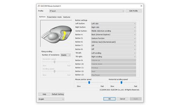 ELECOM HUGE M-HT1DRBK Software settings screenshot