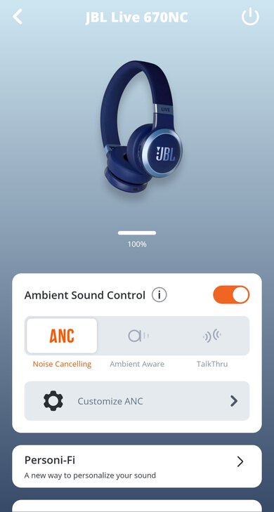 JBL Live 670NC App Picture