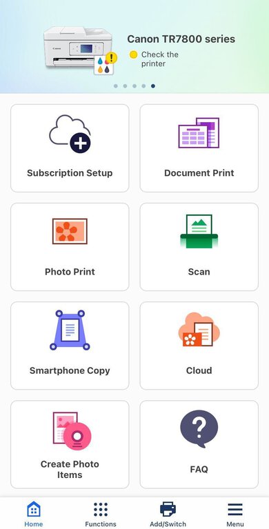 Canon PIXMA TR7820/TS7720 App Printscreen