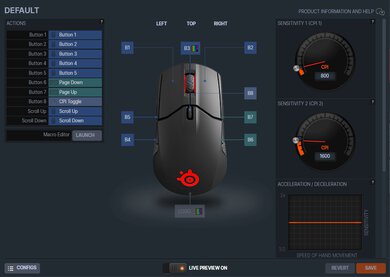 SteelSeries Sensei 310 Software settings screenshot