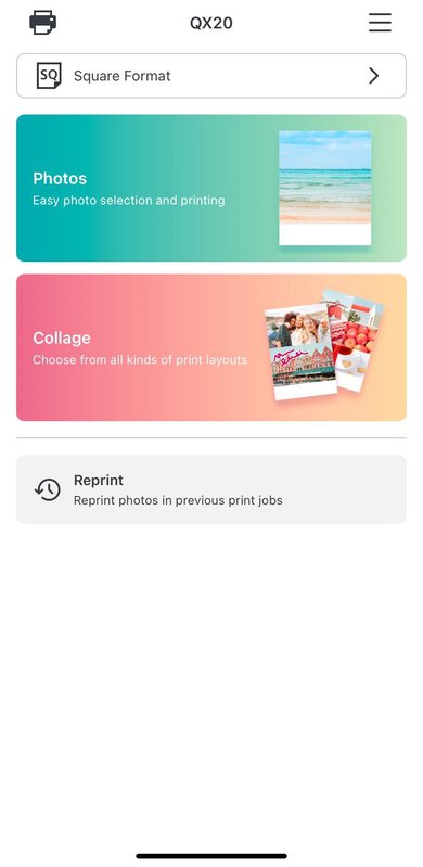Canon SELPHY QX20 App Printscreen