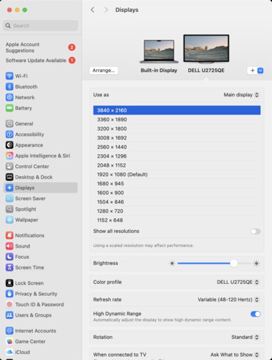 Dell U2725QE macOS Screenshot