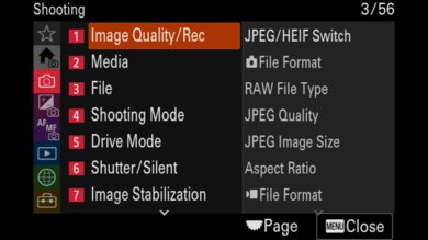 Sony α7C II Screen Menu Picture