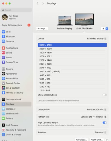 LG 32GS95UE-B macOS Screenshot