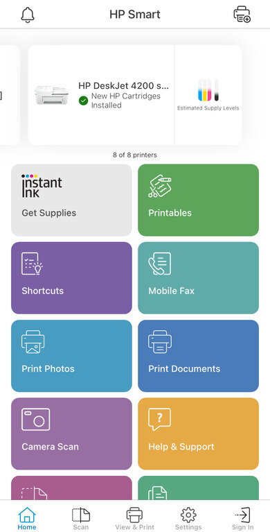 HP DeskJet 4255e App Printscreen