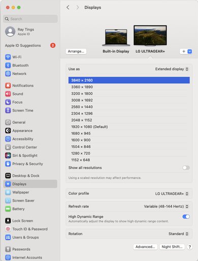 LG 32GR93U-B macOS Screenshot