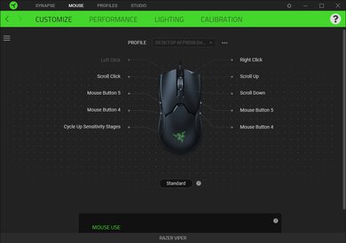 Razer Viper Software settings screenshot