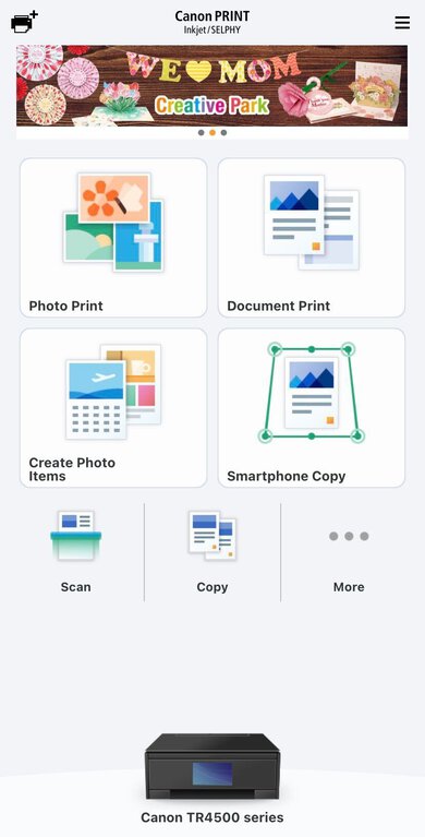 Canon PIXMA TR4520 App Printscreen