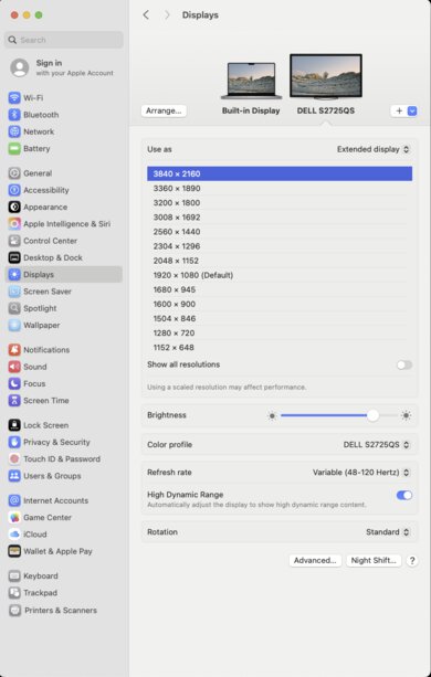Dell S2725QS macOS Screenshot