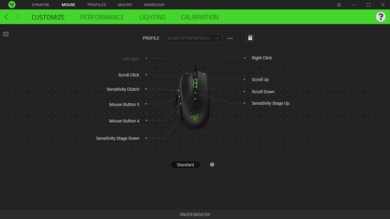 Razer Basilisk Software settings screenshot