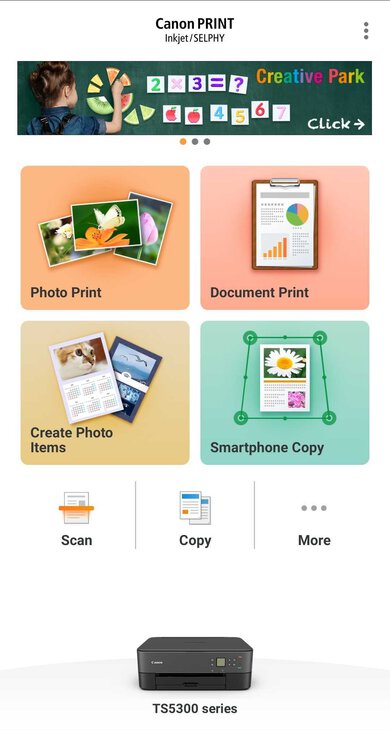 Canon PIXMA TS5320 App Printscreen