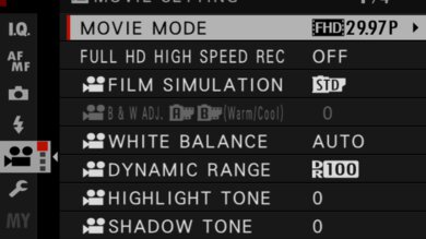 Fujifilm X-T30 Screen Menu Picture