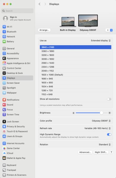 Samsung Odyssey 3D G90XF S27FG900X macOS Screenshot